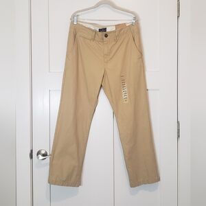 American Eagle Outfitters Original Straight Tan Pants 100% Cotton Size 34 X 28.5